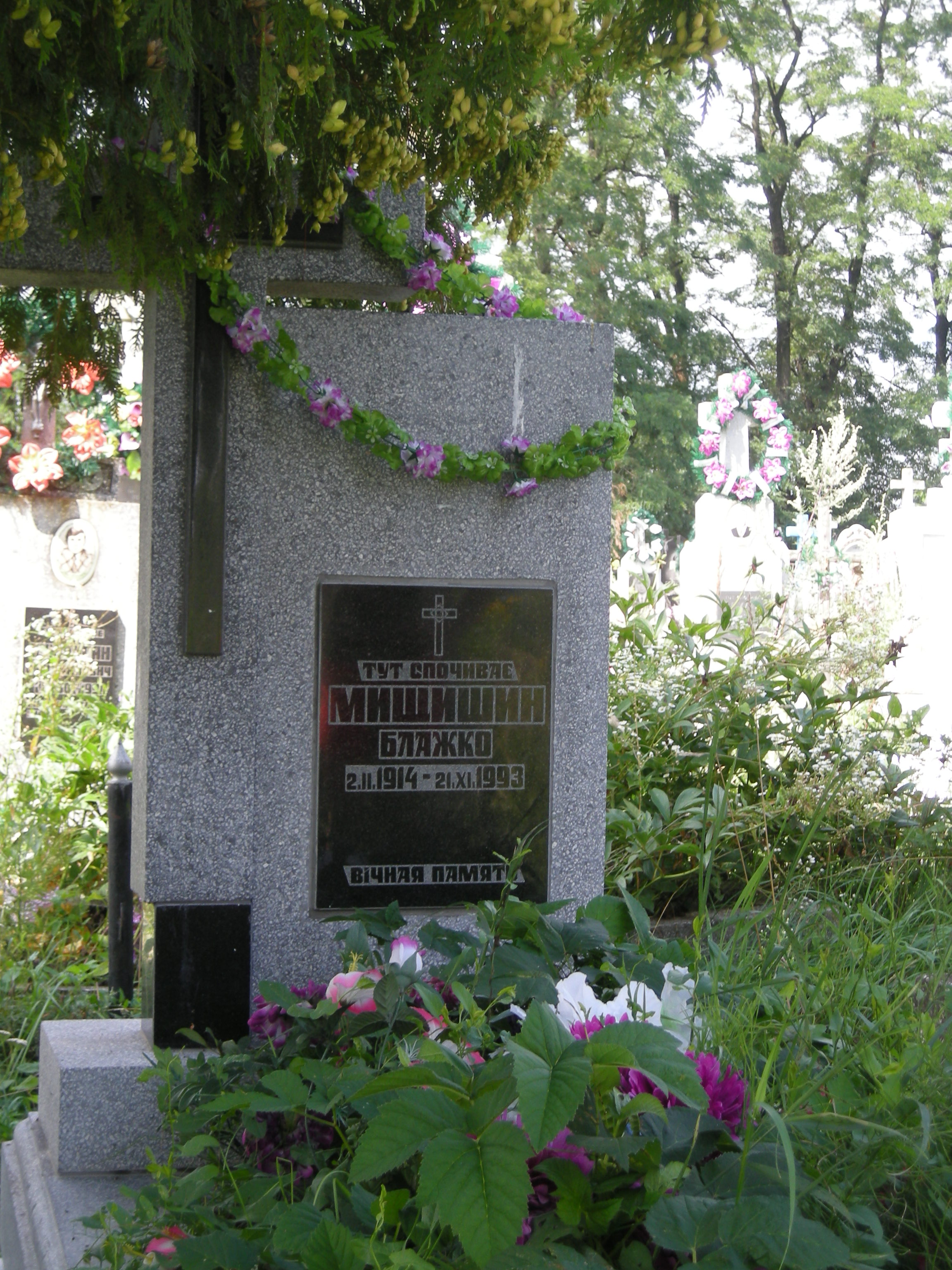Här vilar Blazko Miszczyszyn (kyrkogården i Tarasivka).